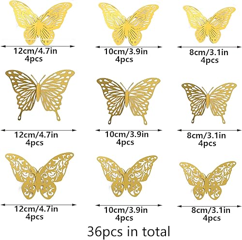 Miniatura 3 de Decoración de pared de mariposa 3D, mariposas, bricolaje, calcomanías de arte de pared para dormitorio, guardería, decoración extraíble, murales de