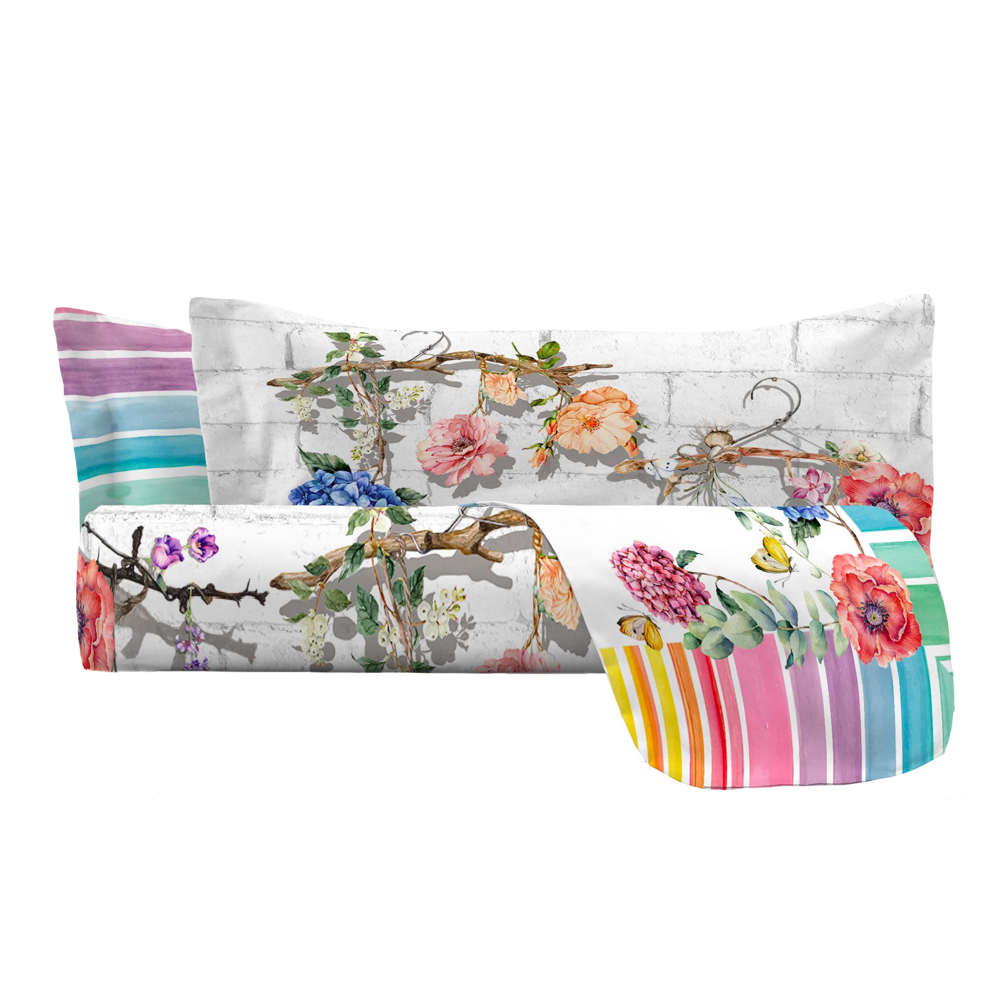 Italian Bed Linen JOLIE Digital Print Bedspread Sheet and Pillow Cases, Carol, Double, Queen-size bed - Image 3