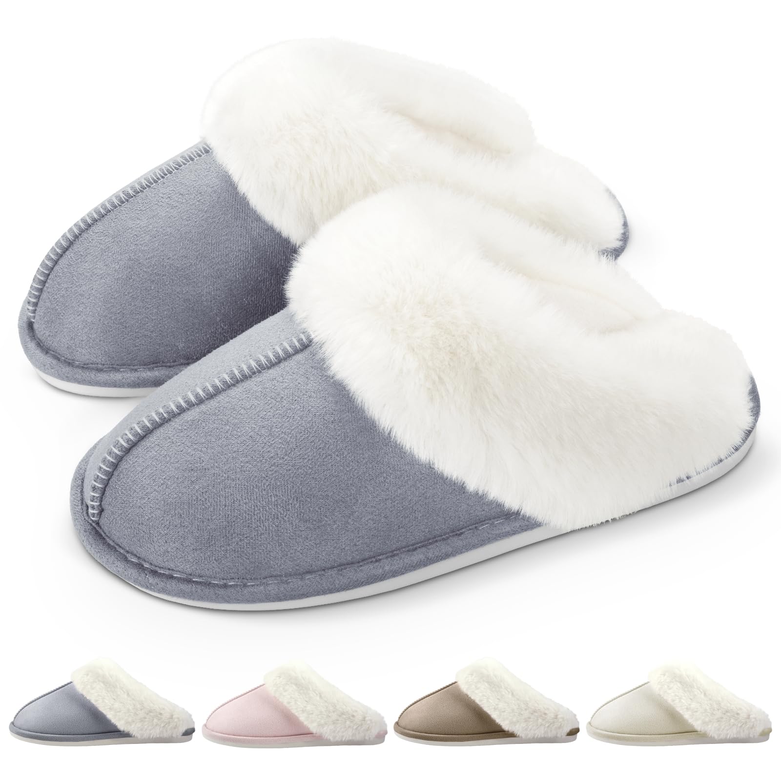 RUVVDR Pantofole Donna Uomo Ciabatte Donna Uomo Invernali Comode Pelose Ciabatte Casa di Cotone Morbido Antiscivolo Slippers Interno & Esterno