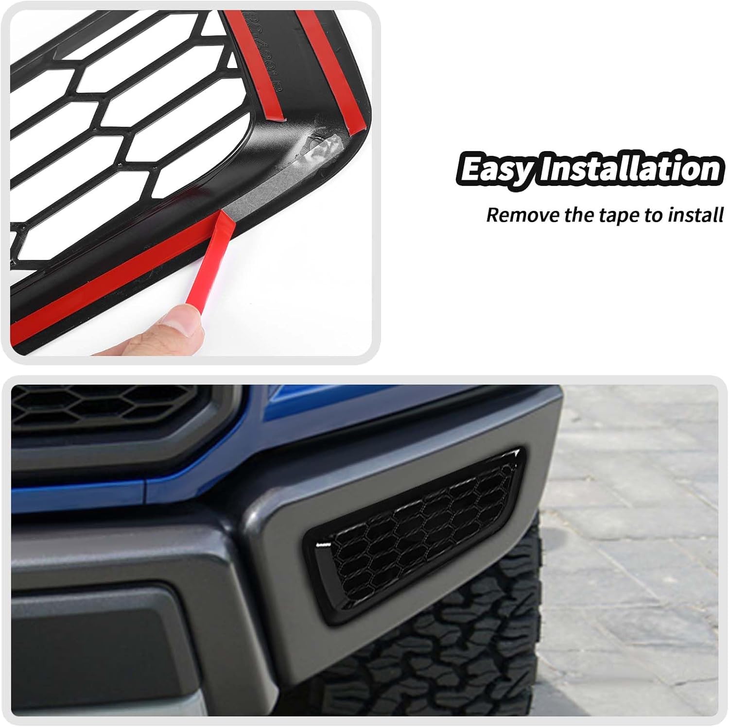 JeCar Black Honeycomb Front Bumper Trim Covers Fit for 2015-2020 Ford F150 Raptor Accessories