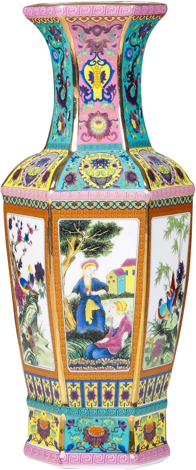 Grand vase de sol en céramique blanche et porcelaine fait main style antique pour fleurs