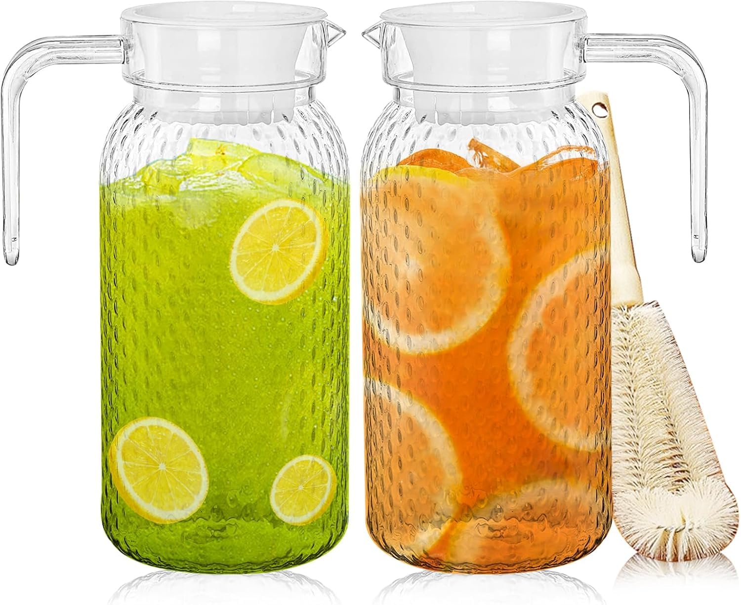 2 brocche in plastica con coperchio, caraffa grande trasparente per acqua, ghiaccio, tè, limonata, succo, bevande. Misure per bevande calde e fredde (colore: caffè, dimensioni: 3,5 l