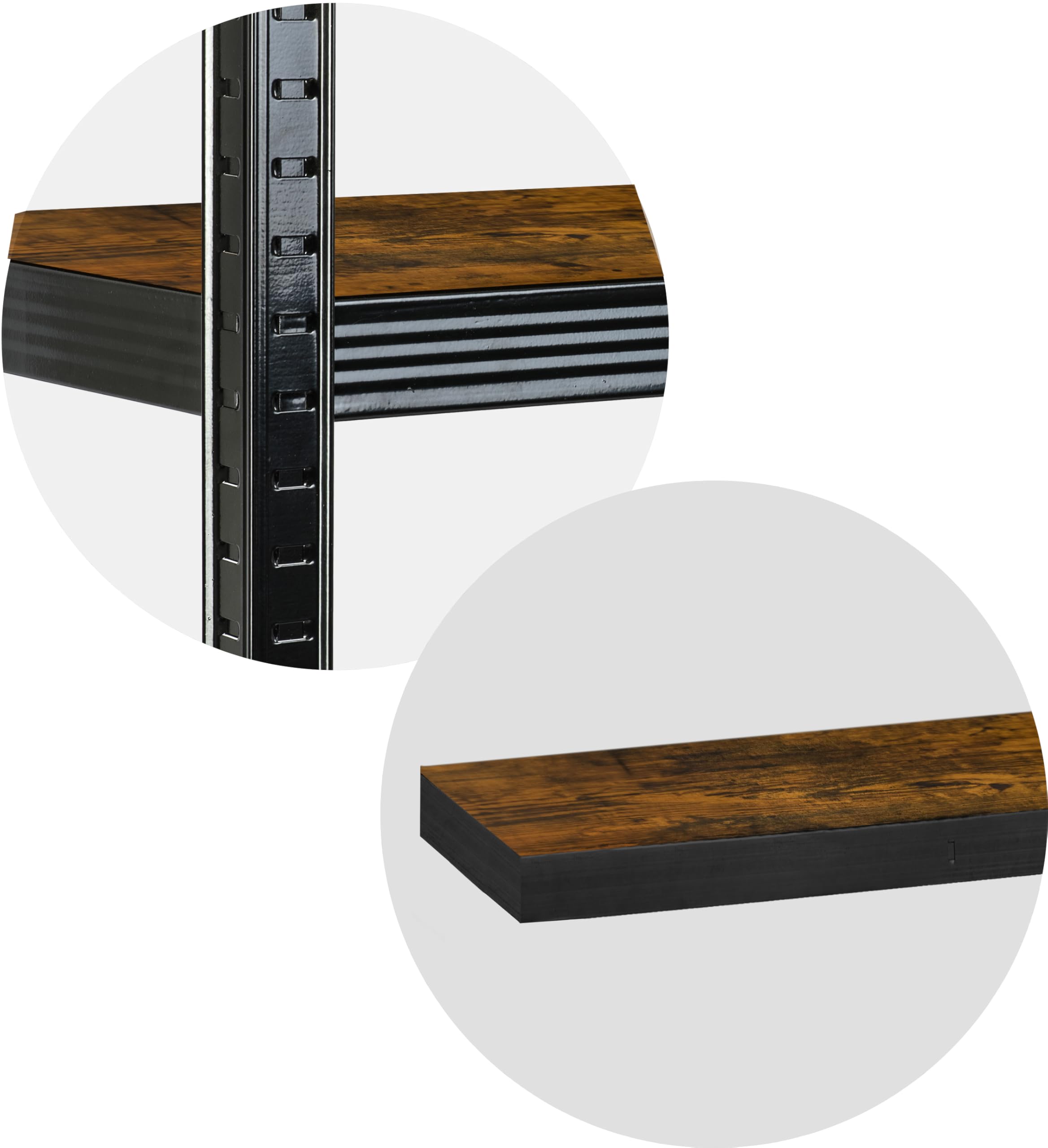 Humberg Regał Magazynowy Metalowy 5-Poziomowy Z Regulowanymi Półkami Maksymalne Obciążenie Do 175 kg Solidny Do Garażu Piwnicy 180 x 90 x 40 cm Brązowy Czarny