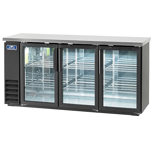 Arctic Air ABB72G - Refrigerador comercial de vidrio de 73 pulgadas con barra trasera de 3 puertas, 20.7 pies cúbicos y capacidad de 84 paquetes de