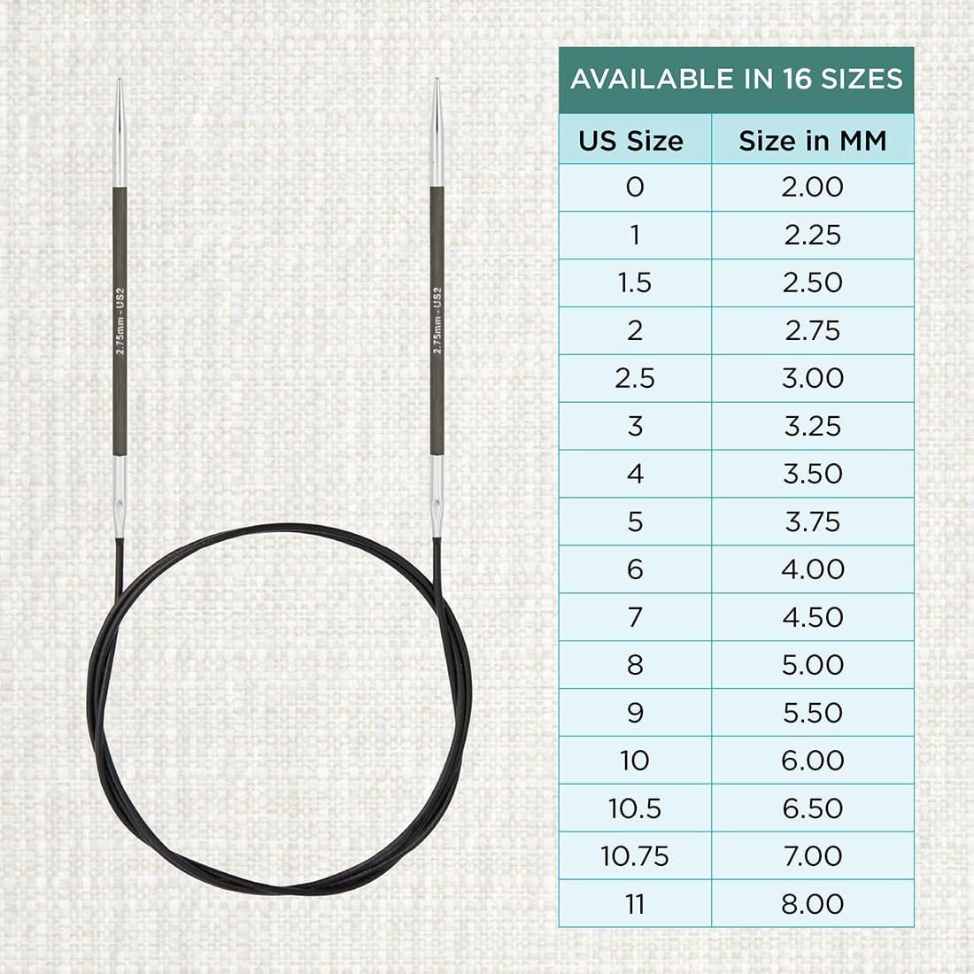 KnitPro Karbonz Fixed Circular Needle 24"(60cm) | US Size 2 (2.75mm)