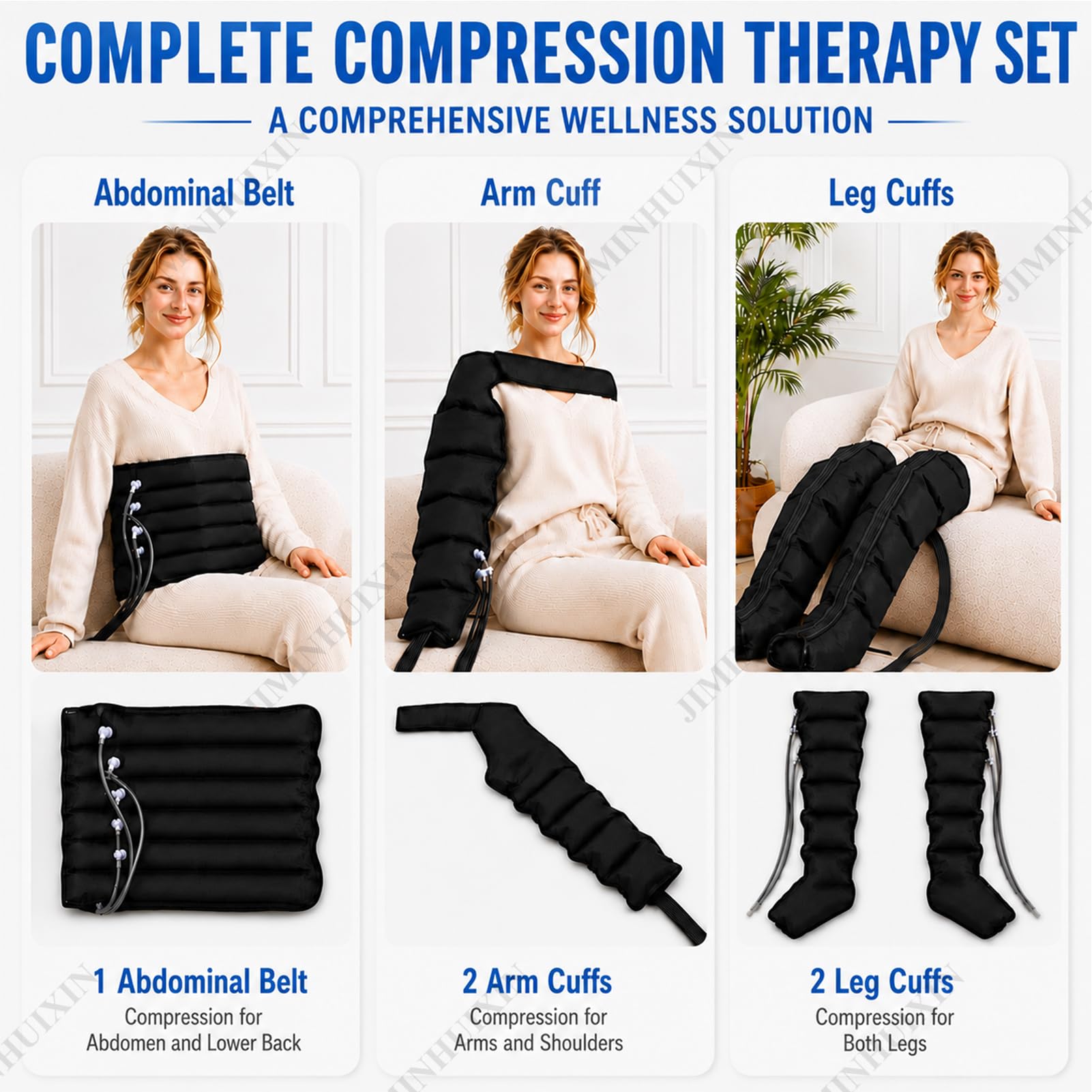 Pressoterapia Linfodrenaggio Pressoterapia Per Casa, 6 Camere D'Aria Macchinario Pressoterapias Gambe e Braccia Addome,Presso Terapia, Massaggio Linfodrenante,0-30 Min,0-240 mmHg Regolabile