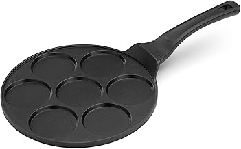 Navaris Mini Pancake Pan - 7-Section Pancake Maker for 3" Pancakes - 10 5/8" Diameter Nonstick Griddle - Skillet for Stove Frying Eggs and Crepes