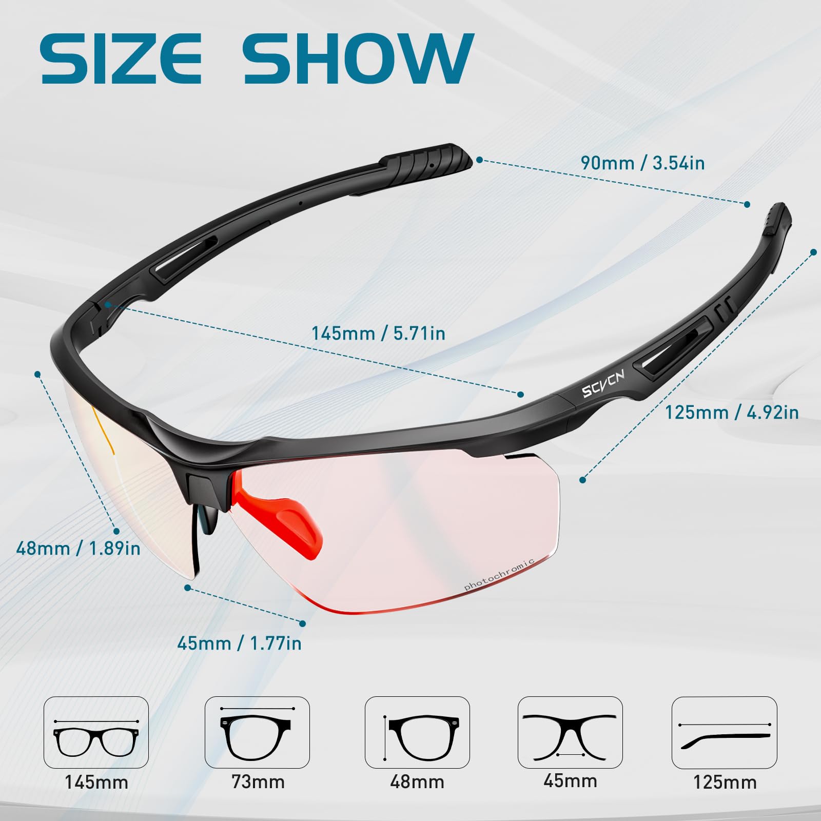 SCVCN Fotocromatici Occhiali Da Ciclismo Sportivi Donne Uomini MTB Trasparenti Bicicletta UV400 S86
