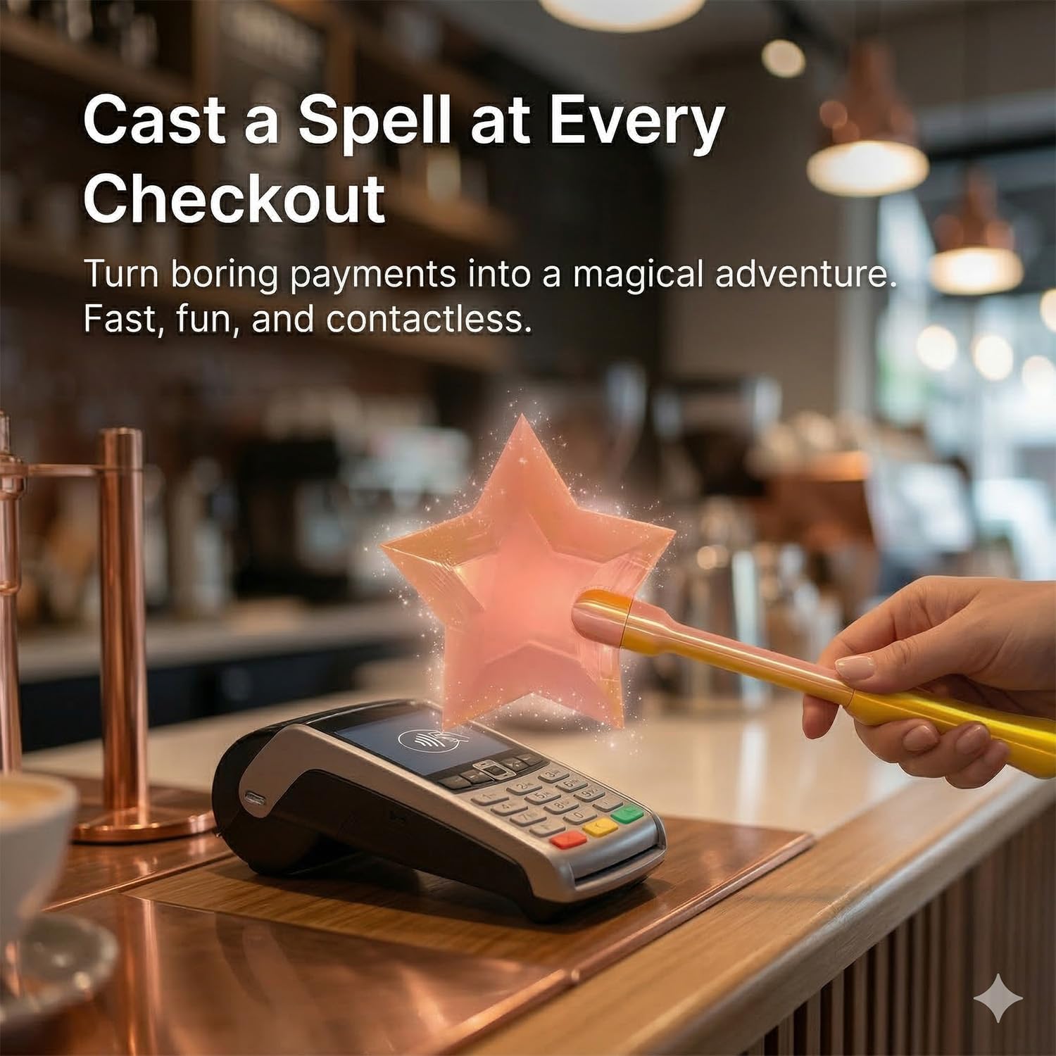 Fairy Wand Credit Card Holder，3D Printed Tap to Pay Wands，Star Magic Wand Contactless Payment Holder，Star Wands for Easy Checkout Suitable Scenarios for Credit Card Payment (Rainbow) - 2