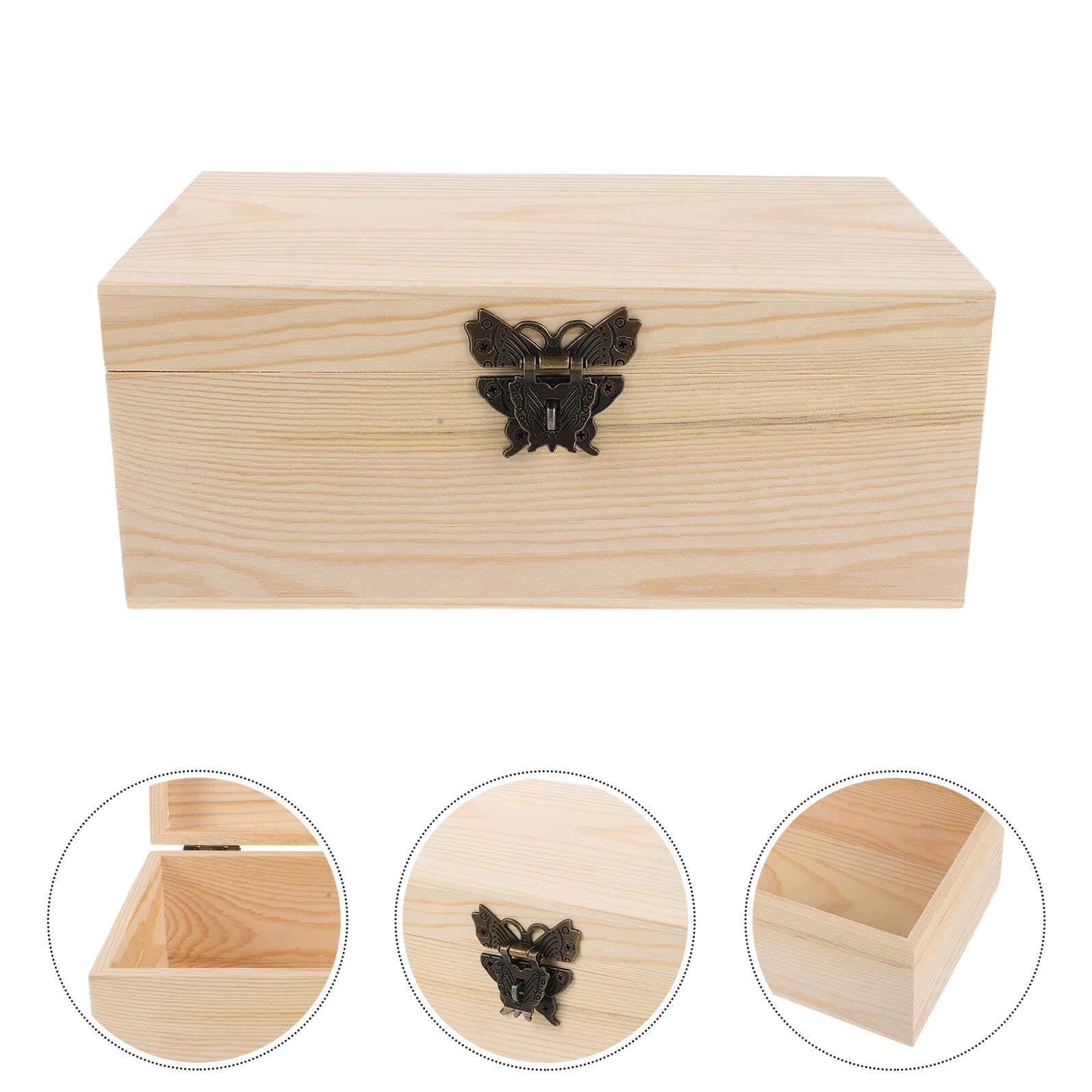 Scatola in Legno Rustica Cassettiera Multipurpose con Coperchio Incernierato e Chiusura per Soggiorni e Oggetti Decorativi