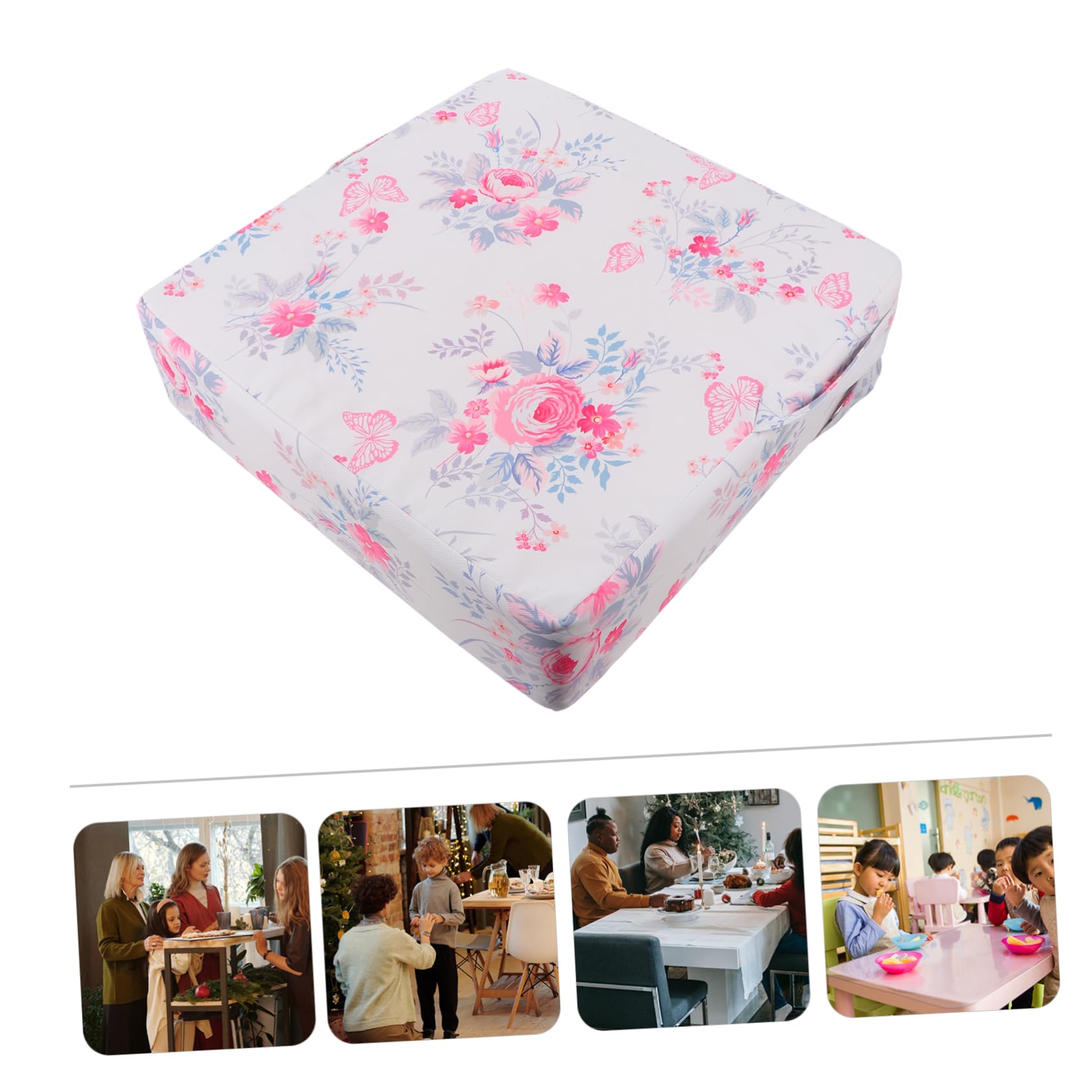 1 Pc Cojín elevador infantil cojín de aumento para niños pequeños refuerzo portátil sillas de comedor Cojín de telesilla Cojín de aumento silla rosa cuadrado silla del comedor bebé