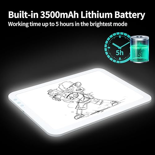Miniatura 2 de TOHETO Almohadilla de luz LED súper brillante recargable A4 alimentada por batería de litio de 3500 mAh para herramienta de vinilo Cricut, tablero