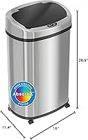 Vista 7 de SensorCan - Basurero con sensor de 13 galones con ruedas y sistema de control de olores AbsorbX, acero inoxidable, cubo de basura automático