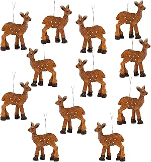 BANBERRY DESIGNS Adornos para árbol de Navidad de ciervo, juego de 12 unidades, decoraciones de ciervo de la vida silvestr...