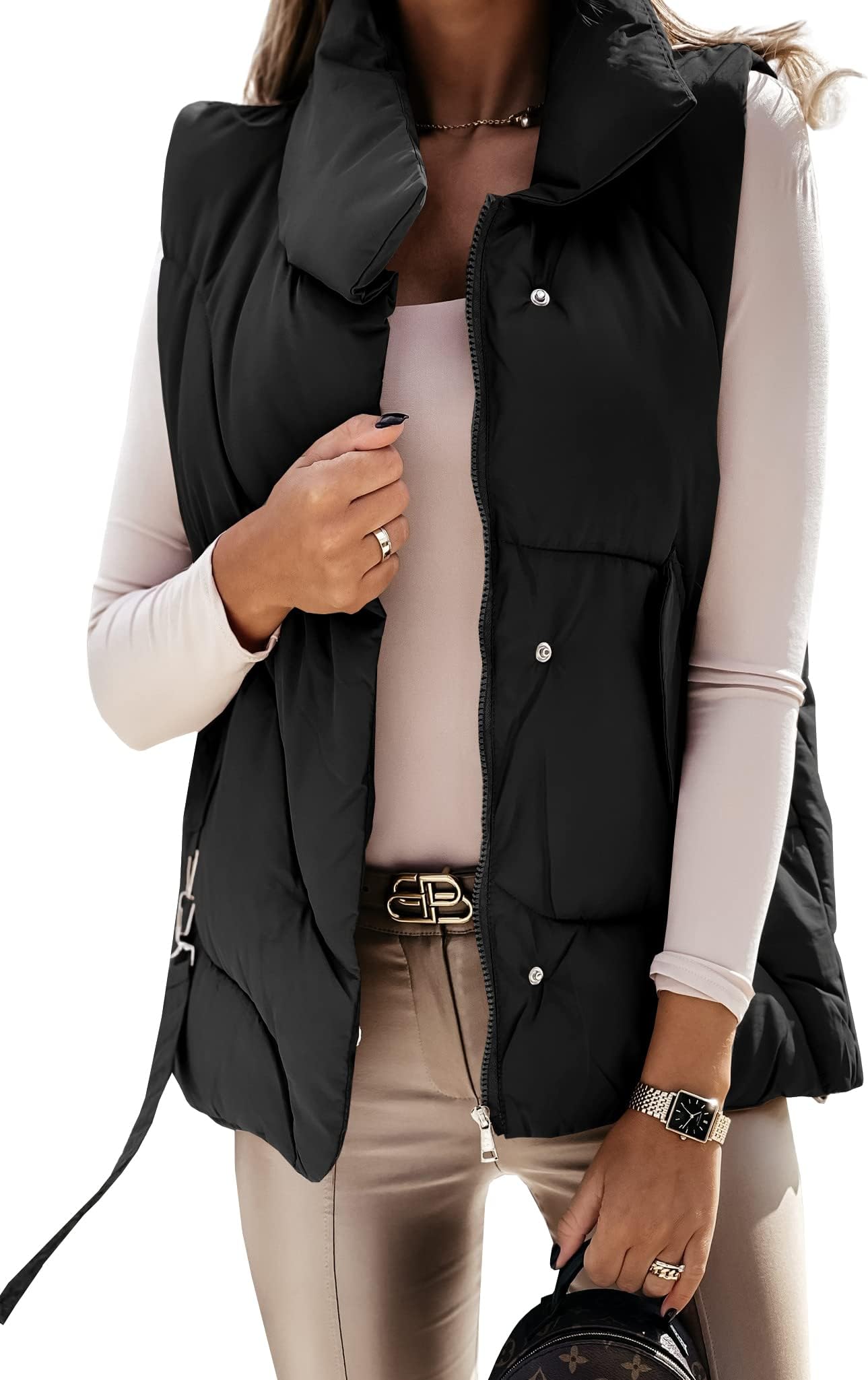 Imily BelaWomens Puffer Vest Puffy Winter Fashion Casual Quilted Vests Outerwear Bubble Oversized Sleevelss Gilet