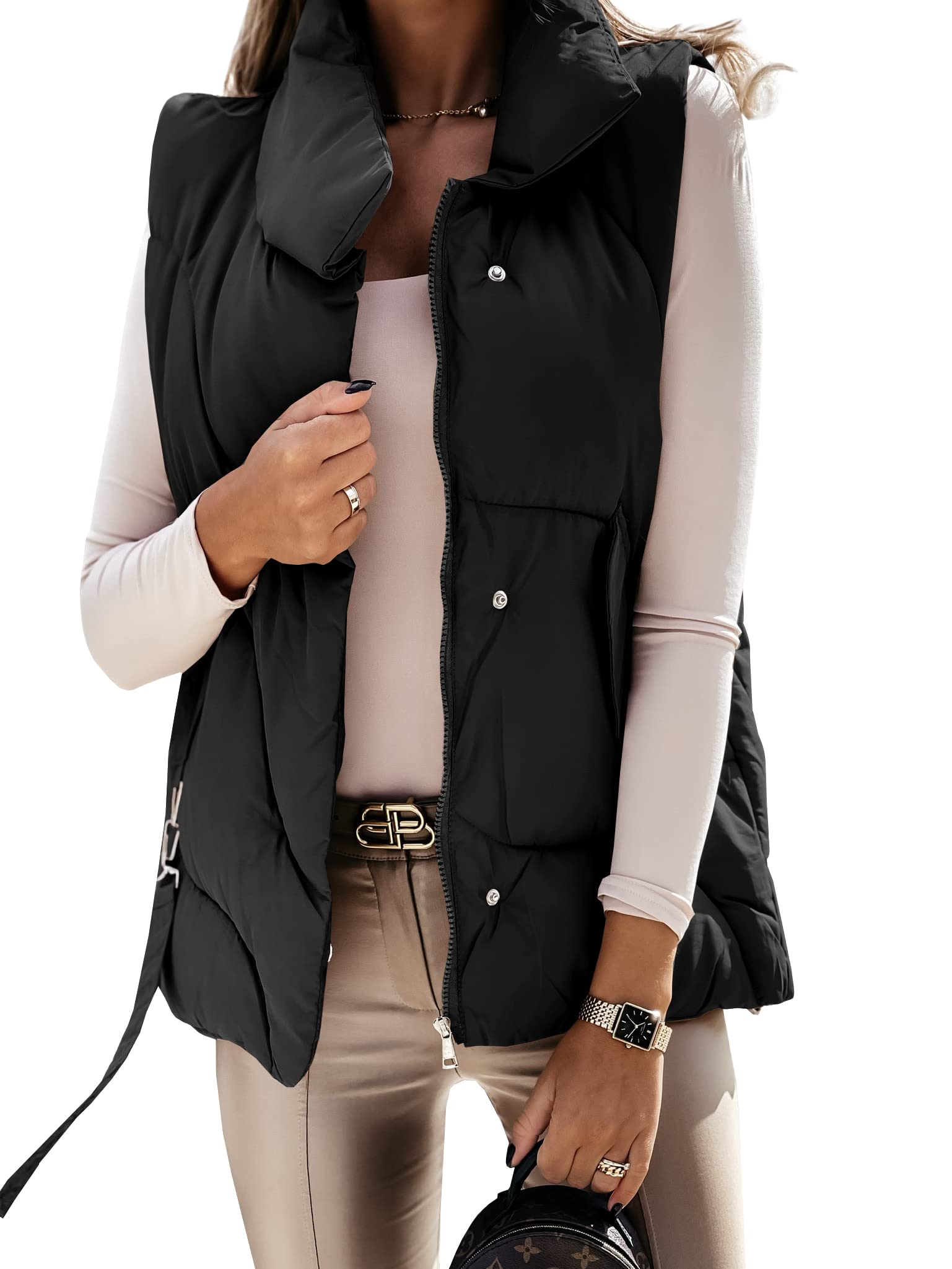 Imily BelaWomens Puffer Vest Puffy Winter Fashion Casual Quilted Vests Outerwear Bubble Oversized Sleevelss Gilet