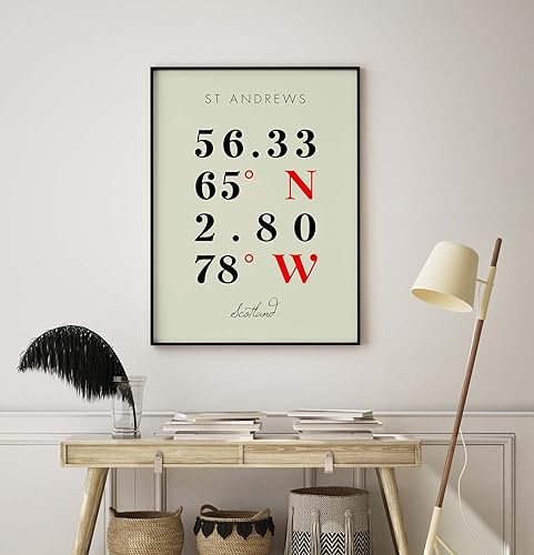 Miniatura 8 de Mapa de St Andrews, Escocia, Coordenadas Multilíneas de Colores (16x20)