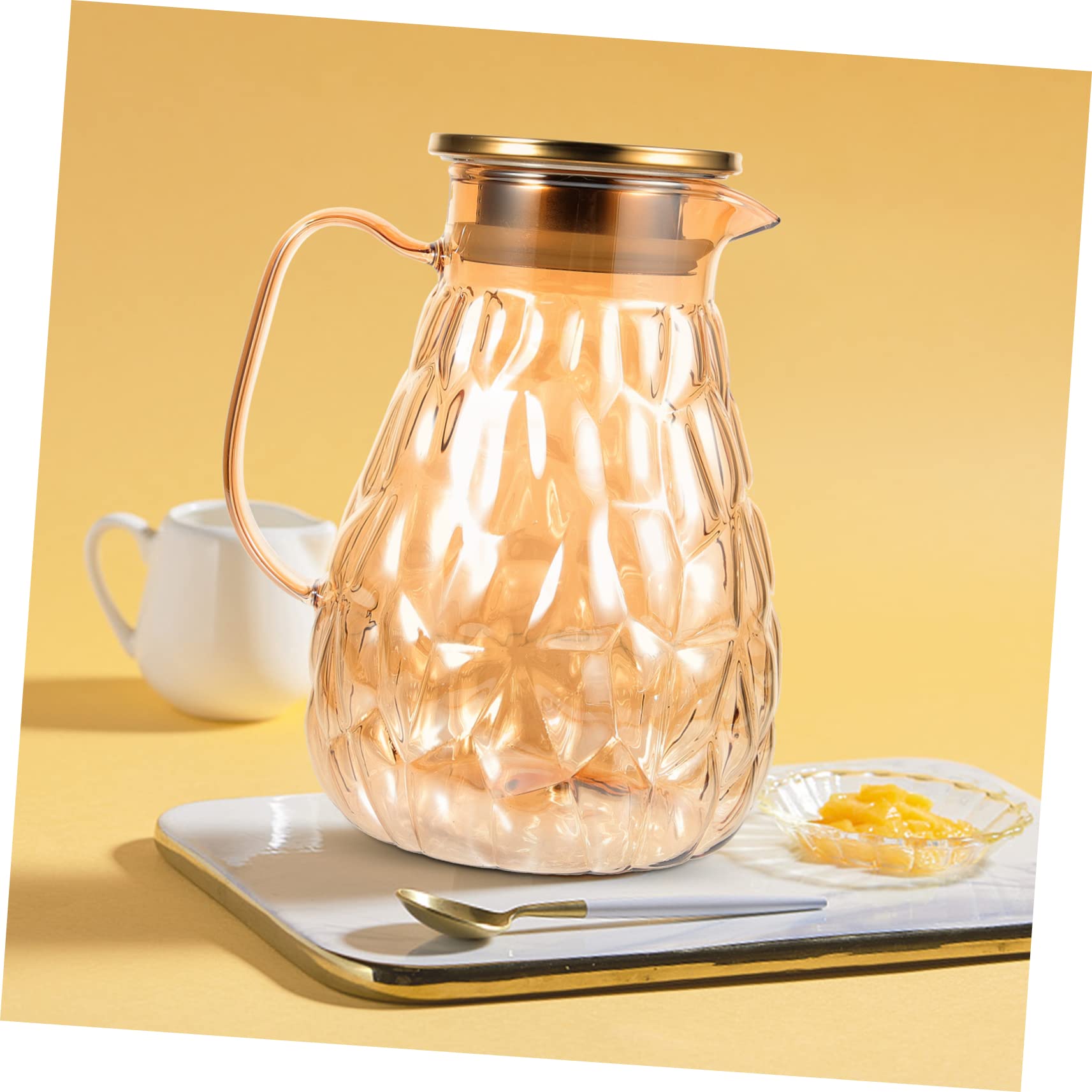 MAGICLULU Glas Wasserkrug 1800ml mit Ausgießer Edelstahl Deckel Leicht zu Reinigen für Kalte Getränke und Gäste
