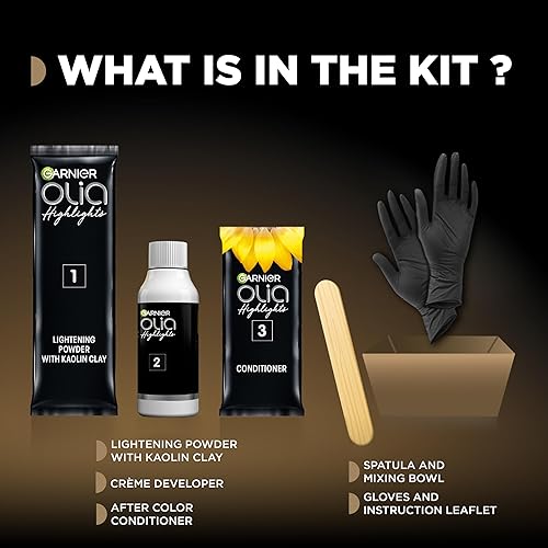 Miniatura 8 de Garnier Olia - Kit de color de cabello sin amoníaco para morenas H03 incluye acondicionador de cabello después del color espátula y cuenco para