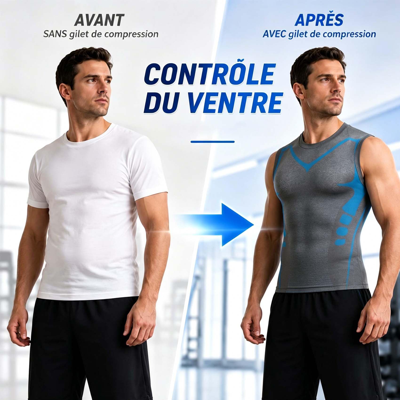 Lumoria Tshirt Ventre Plat, Lumoria Tee Shirt Gainant Homme Ventre Plat, Shape Power Homme, Tissu Soie Glace Respirant