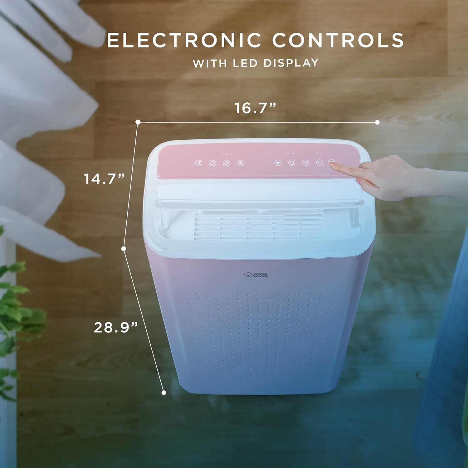 COMMERCIAL COOL Portable Air Conditioner, Dehumidifier & Fan, Portable Air Conditioner 9,000 BTU Covers up to 400 Sq. Ft. Wi-Fi Enabled, Pink