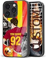Vista 16 de Fundas personalizadas con nombre y número de fútbol para iPhone 11, 12, 13, 14, 15, 16, 17, 16 Pro Max Plus Mini, Samsung Galaxy Note10 Note20 S8 9