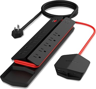 Monster Power Center Vertex XL Surge Protector With Detachable Power Strip, 10 AC Outlets, 2 USB-A Ports & 1 USB-C Port 20W