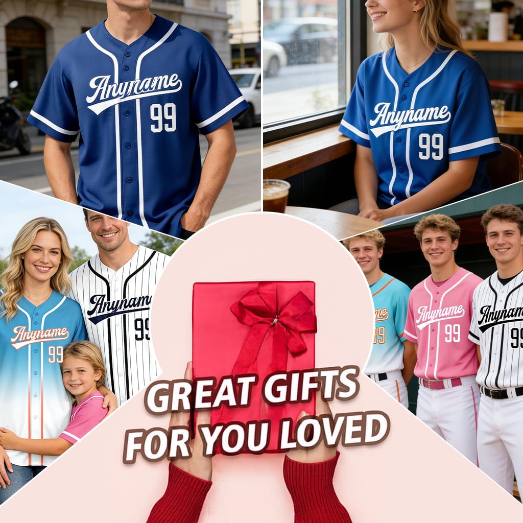 Custom Baseball Jersey Personalized Team Uniform Shirt Stitched Printed Name Number for Men Women Youth Fans Gift - Image 2