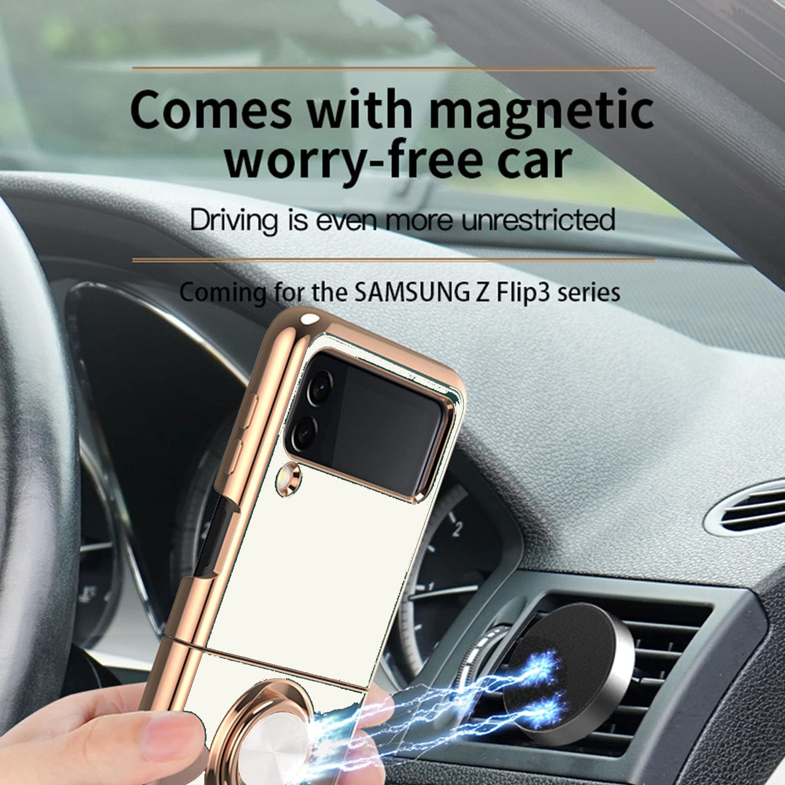 Cocoarm Custodia Magnetica per Telefono per Z Flip 3, Supporto Anulare