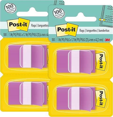 Post-it Banderas, 50dispensador, 2 dispensadorespaquete, 1 pulgada de ancho, morado (680-PU2) (paquete de 2)