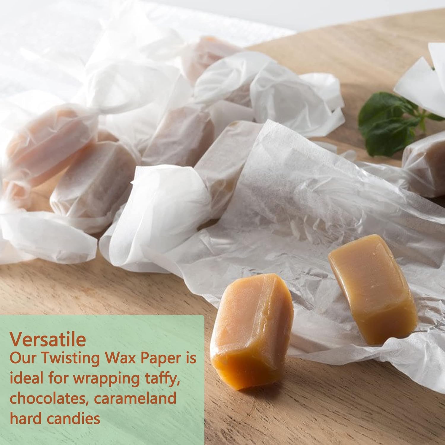 300 Pcs Candy Wrappers for Homemade Candy Non Stick Wax Paper Squares, 5x5 Inch Parchment Paper Squares Caramel Wrappers Wrapping Sheets for Chocolate Bar, Nougat, Lollipop, Butter