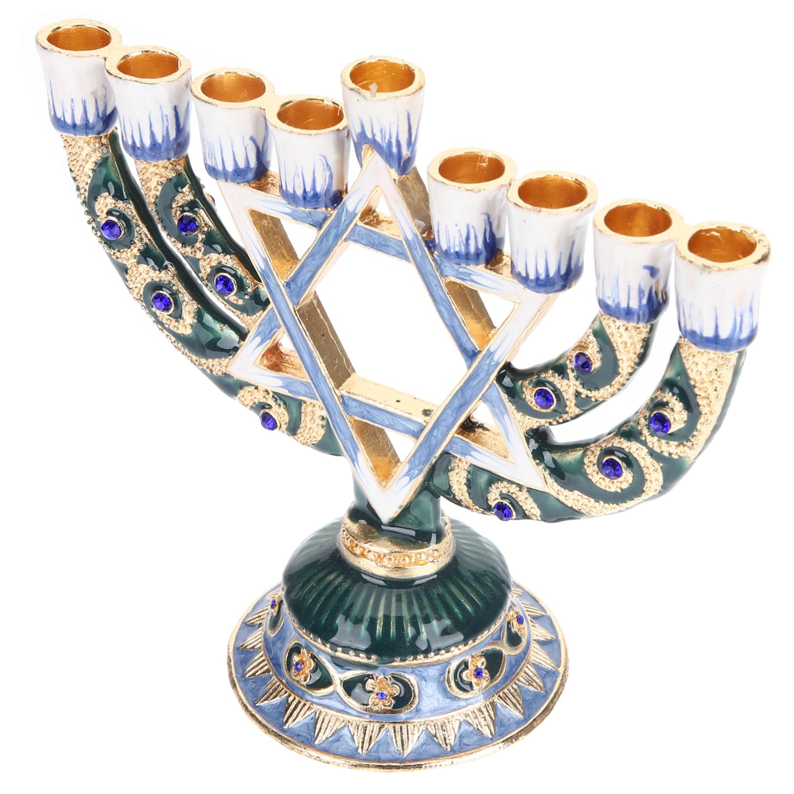 Luxshiny Candelabro Ebraico a 9 Bracci in Lega Retro Decorativo per Festa di Hanukkah Ornamento Stabile per Tavolo in Hotel e Casa