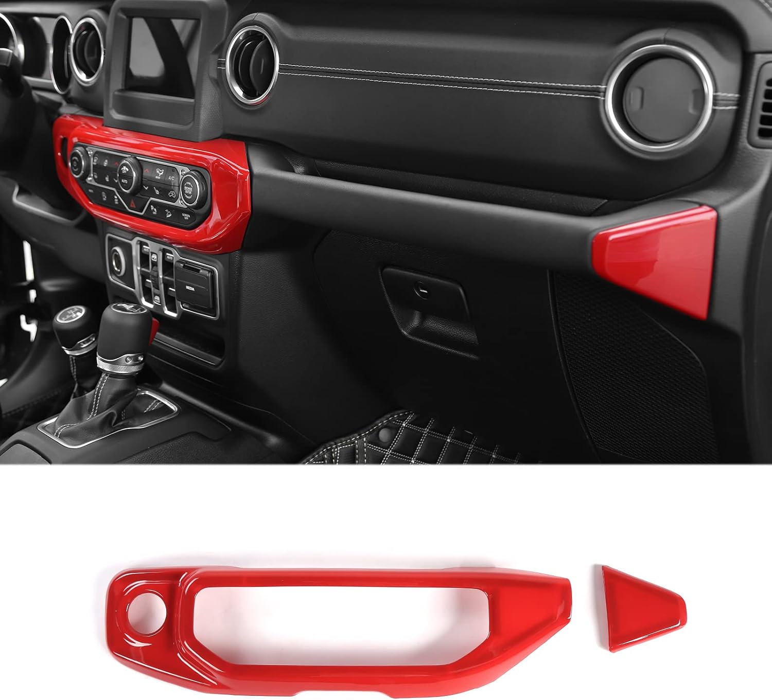 Center Console Air Conditioner Control Panel Cover 2Pcs Compatible with 2018-2023 Jeep Wrangler JL JLU & Gladiator JT(Pink)