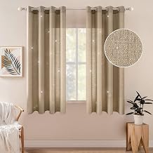 MIULEE 2 Panels Linen Imitation Window Curtain Semi-Transparent Smooth Elegant Decoration Panels Durable Window Voile Treatment for Bedroom Living Room Balcony 140 x 160 cm (L x H) Brown