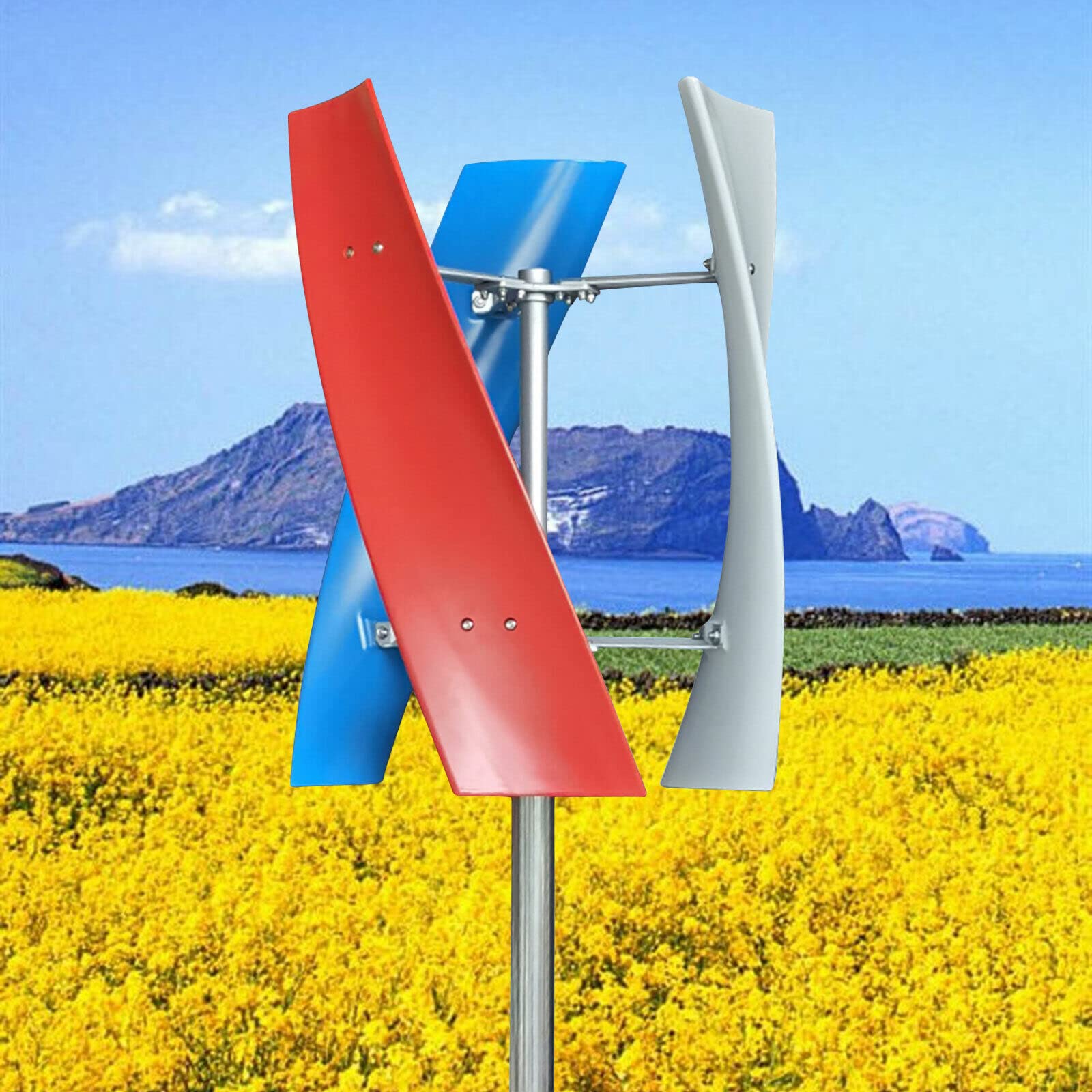 Wind Turbine Generator 3 Blades Helix Vertical Axis Wind Power 400W DC 24V (3 Blades 24V)