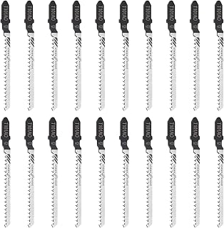 Jigsaw Blades T Shank, 20Pcs T101AO Jig Saw Blades Set for Wood, 3.2 Inch T-Shank Replacement Blade for Wood, Plastic, Curved Scrolling Fine Finish Cutting(Black)