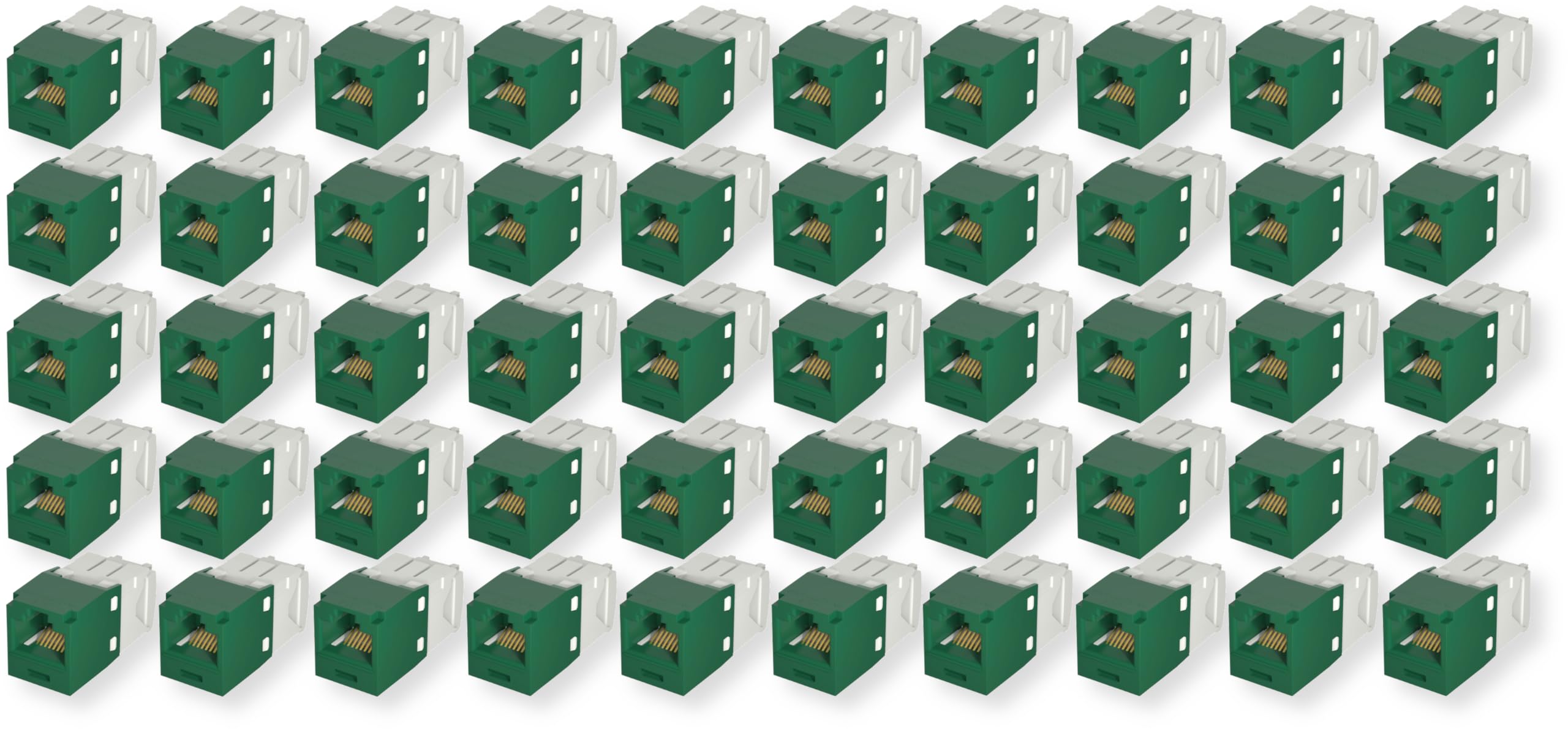 CJ688TGGR Lot de 50 modules jack Mini-Com UTP catégorie 6 TX6 Plus, vert, style TG, sans outils, module réseau Ethernet RJ45 haute performance, câblage T568A/T568B