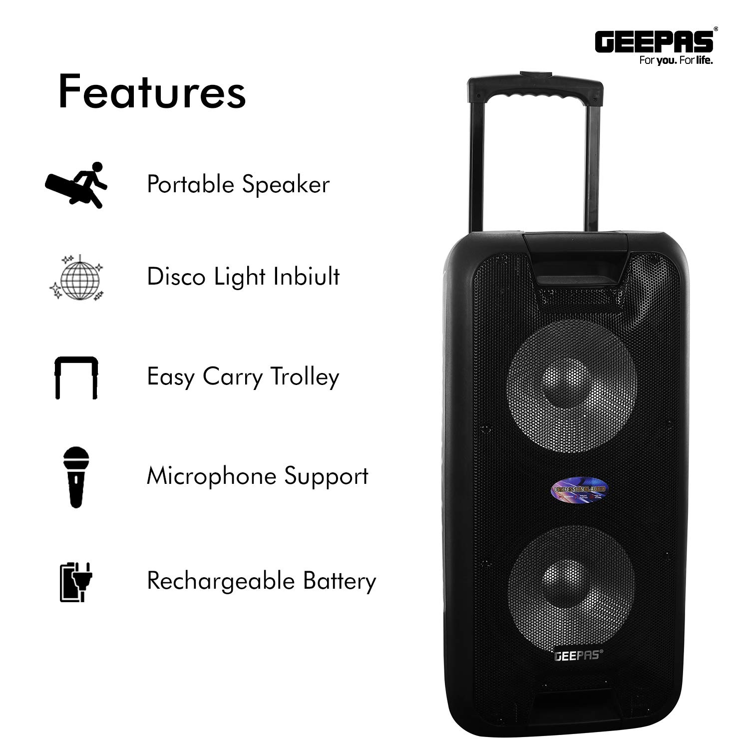 Geepas GMS8574 Portable & Rechargeable Professional Speaker System