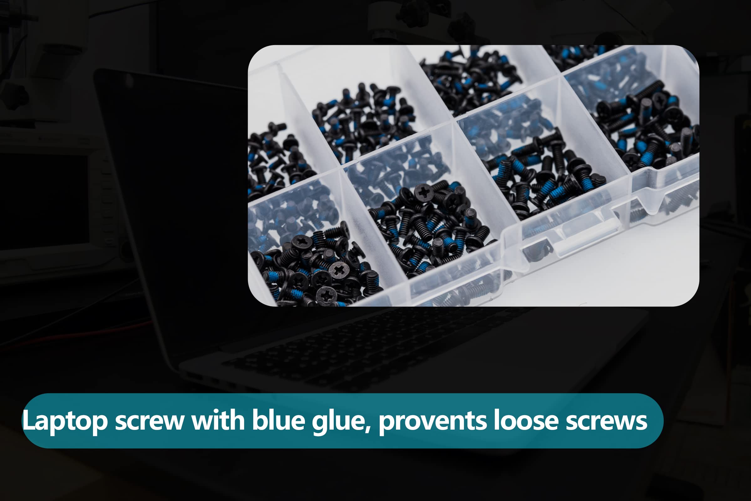 CO-RODE Kit di viti per computer portatile con cacciavite per scheda madre SSD e colla blu