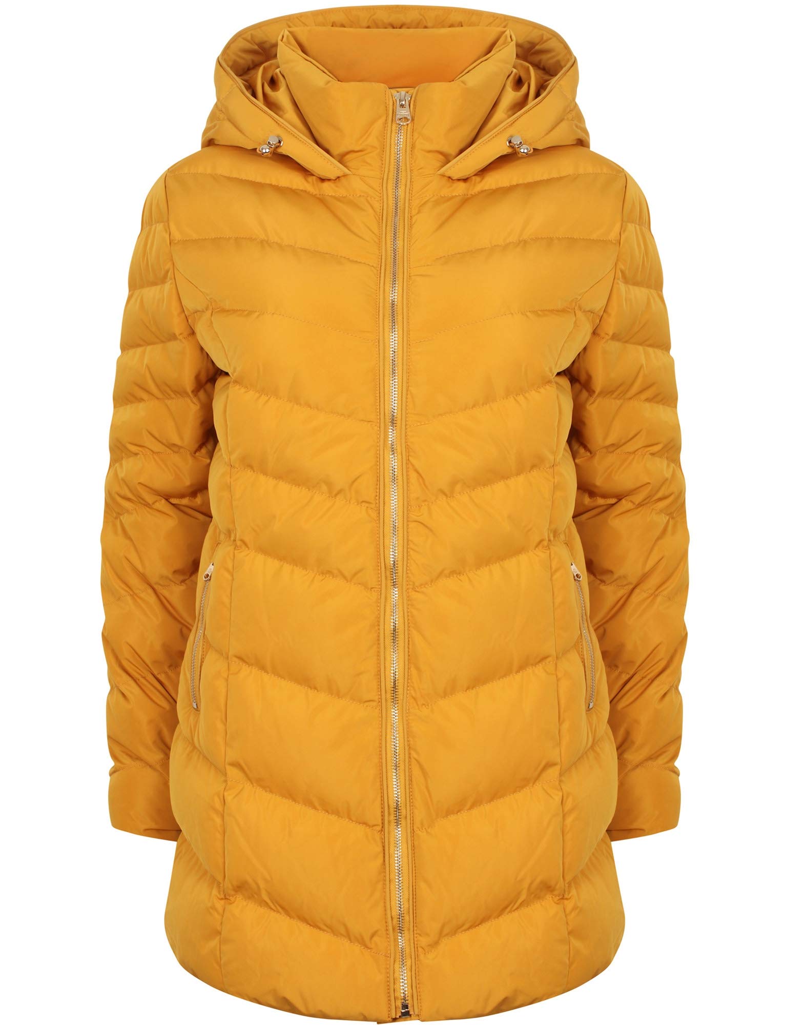 Safflower Longline Quilted Puffer Coat In Old Gold – Tokyo Laundry-8