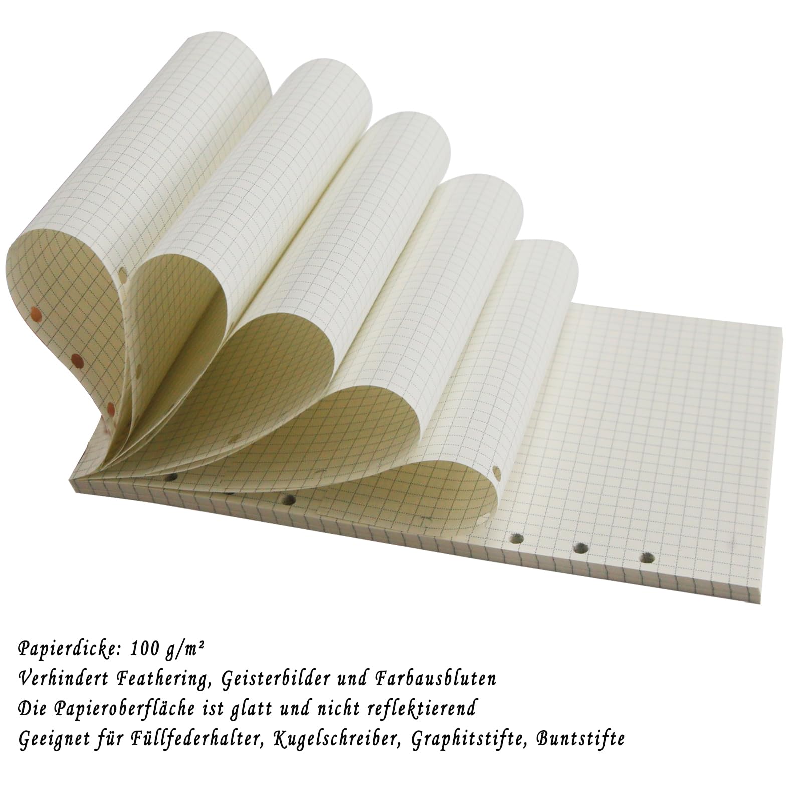 3 opakowania papieru A5, w kratkę, 180 arkuszy, segregator A5, do ponownego napełnienia | Notatnik z 6 dziurkami, papier do uzupełniania, do notatnika, dziennika (21 x 14,5 cm)