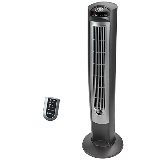 Lasko Portable Electric 42" Oscillating Tower Fan with Fresh Air Ionizer, Timer and Remote Control for Indoor, Bedroom and Home Office Use, Silver 2551