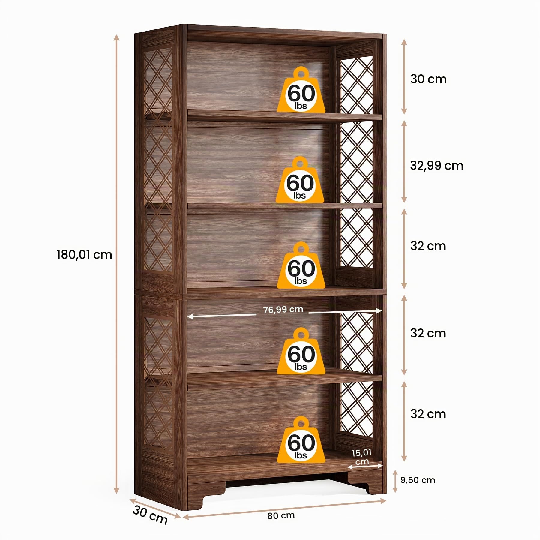 Tribesigns - Libreria a 6 ripiani in stile vintage/moderno della metà del secolo, altezza 180 cm, scaffale portaoggetti a 6 livelli per casa, ufficio, soggiorno, camera da letto