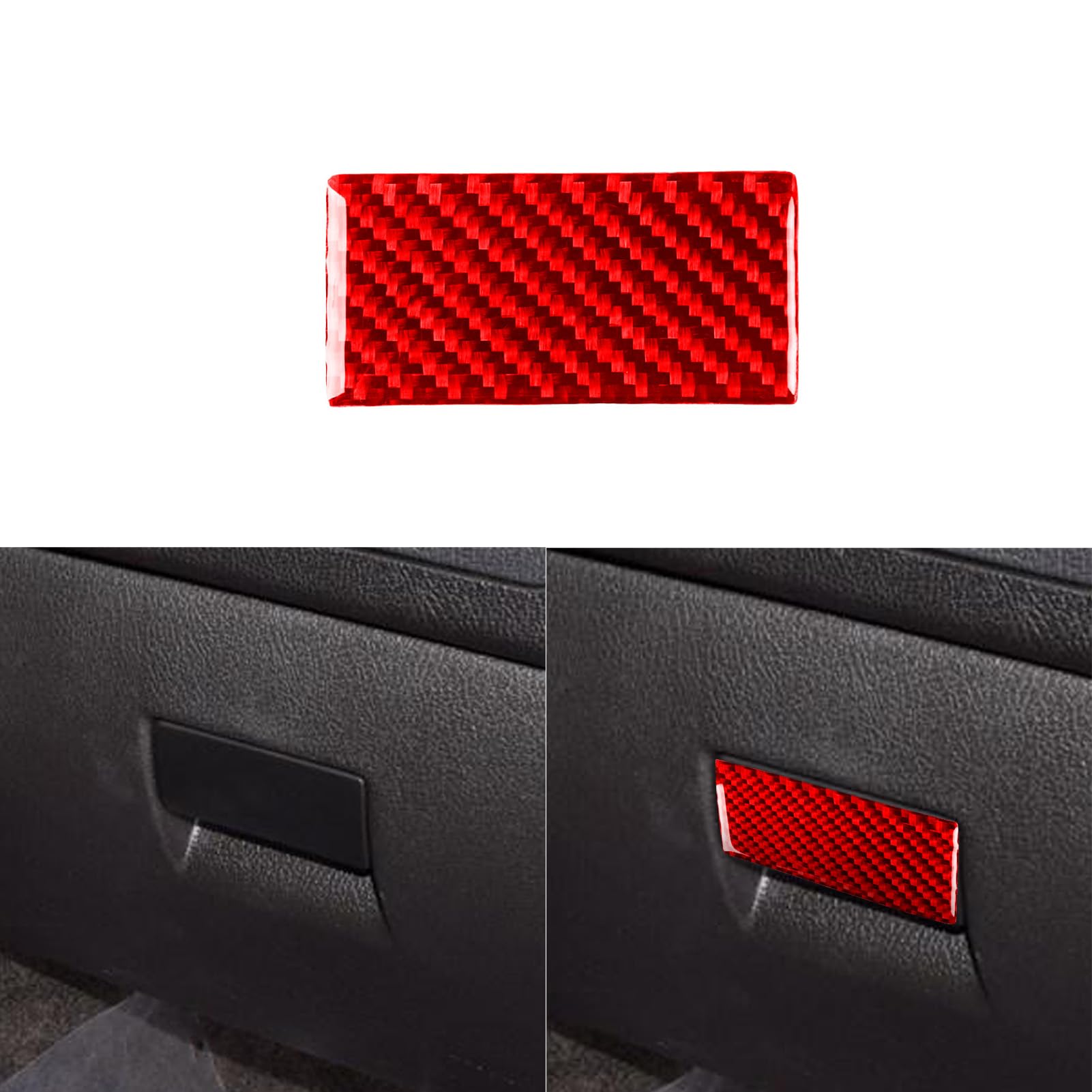 PJFUS Real Premium Carbon Fiber Car Co-Pilot Glove Storage Box Handle Switch Panel Cover Soft Sticker Compatible with Hummer H3 2006 2007 2008 2009 2010 Auto Interior Accessories red