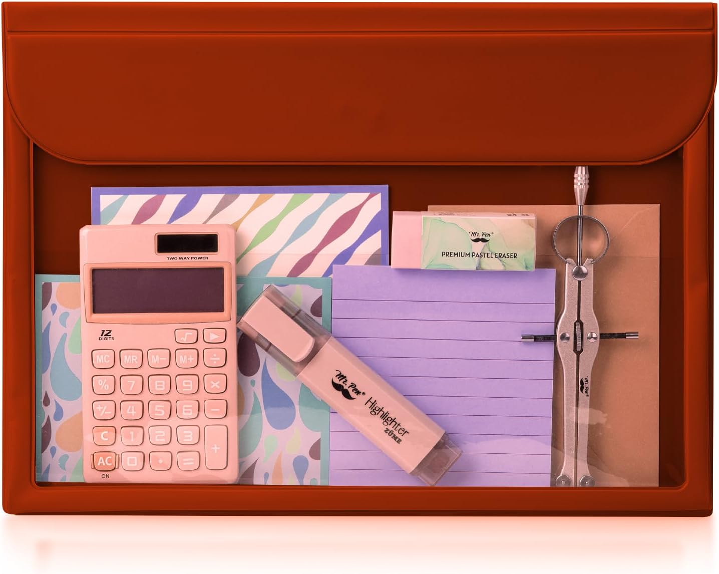 Mr. Pen Red Plastic File Folders - Letter Size, Clear