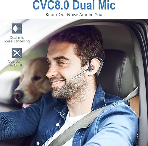 Miniatura 2 de Conambo Auriculares Bluetooth 5.2 con CVC8.0 Dual Mic Cancelación de Ruido Auricular Bluetooth 16Hrs Talktime Auriculares Inalámbricos para Camión