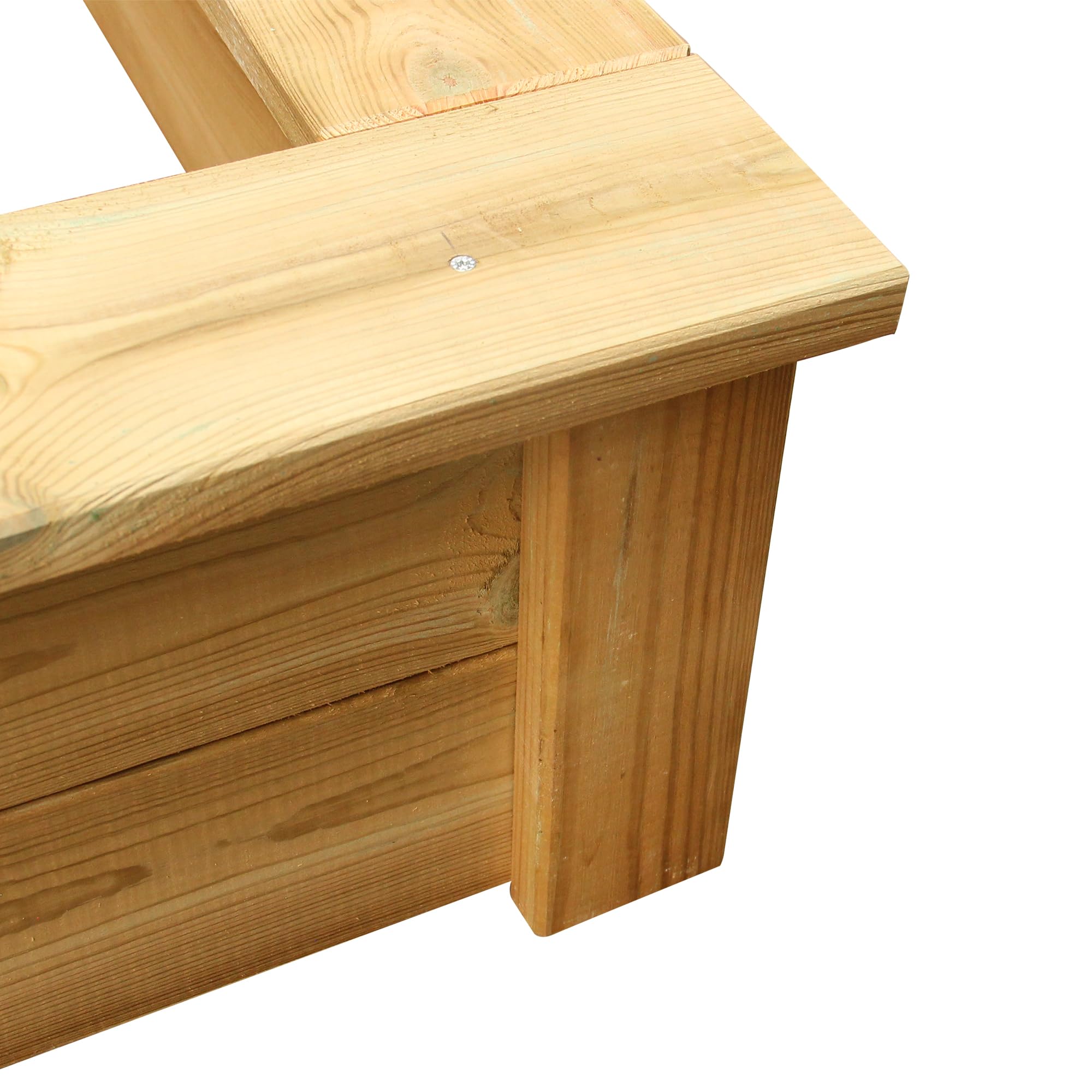 Clamaro 'Beach' Holz Sandkasten 190 x 190 cm extra stabil aus Fichte Massivholz Bohlen (28mm stark, imprägniert), Sitzumrandung mit abgerundeten Kanten, verzinkte Schrauben - 100% Made in Germany