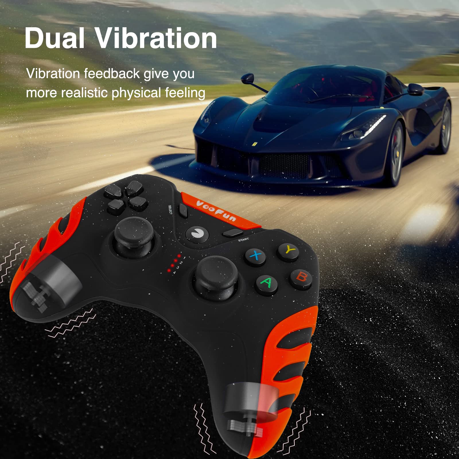 VooFun Controller PC, 2,4G Wireless Controller PS3 Joystick PC con Hall Joysticks, Doppia Vibrazione, Gaming Gamepad per PS3, Windows 7/8/10/11, Steam, Laptop, Raspberry Pi, Android TV, TV Box