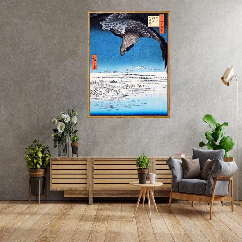 絵画　アクリル絵　額縁　キャンバス　鷲 円形キャンバス アクリル画 まん丸の円形キャンバスを、立体額に