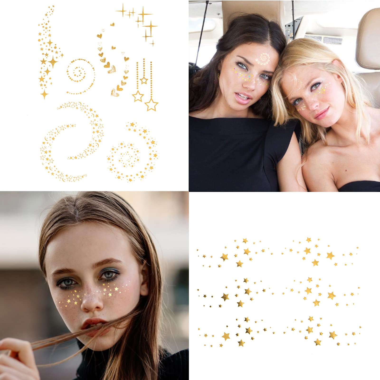 Buy 21 Sheets Face Tattoos Sticker, Including 2 Large Sheets Freckle